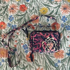Vera Bradley Pink and Navy Floral Crossbody Bag